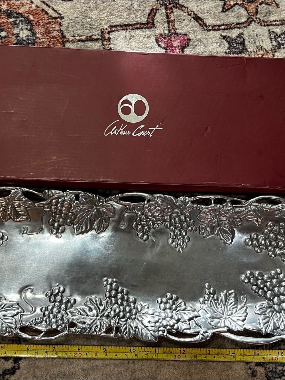 Arthur Court Silverplate Grape Pattern Serving Tray - Silver 19 inch